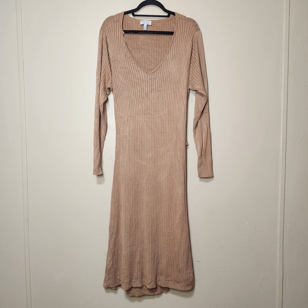 Brown Long Sleeve Sweater Dress By Sofia Jeans Vergara Size XXL Open Back